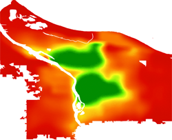 Portland bicycle mode share map