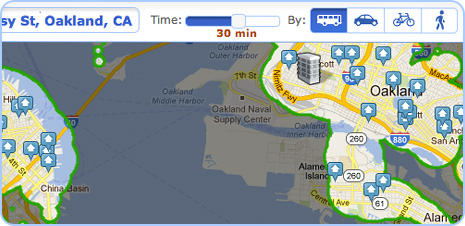 work address with commute radius set for apartment search screenshot